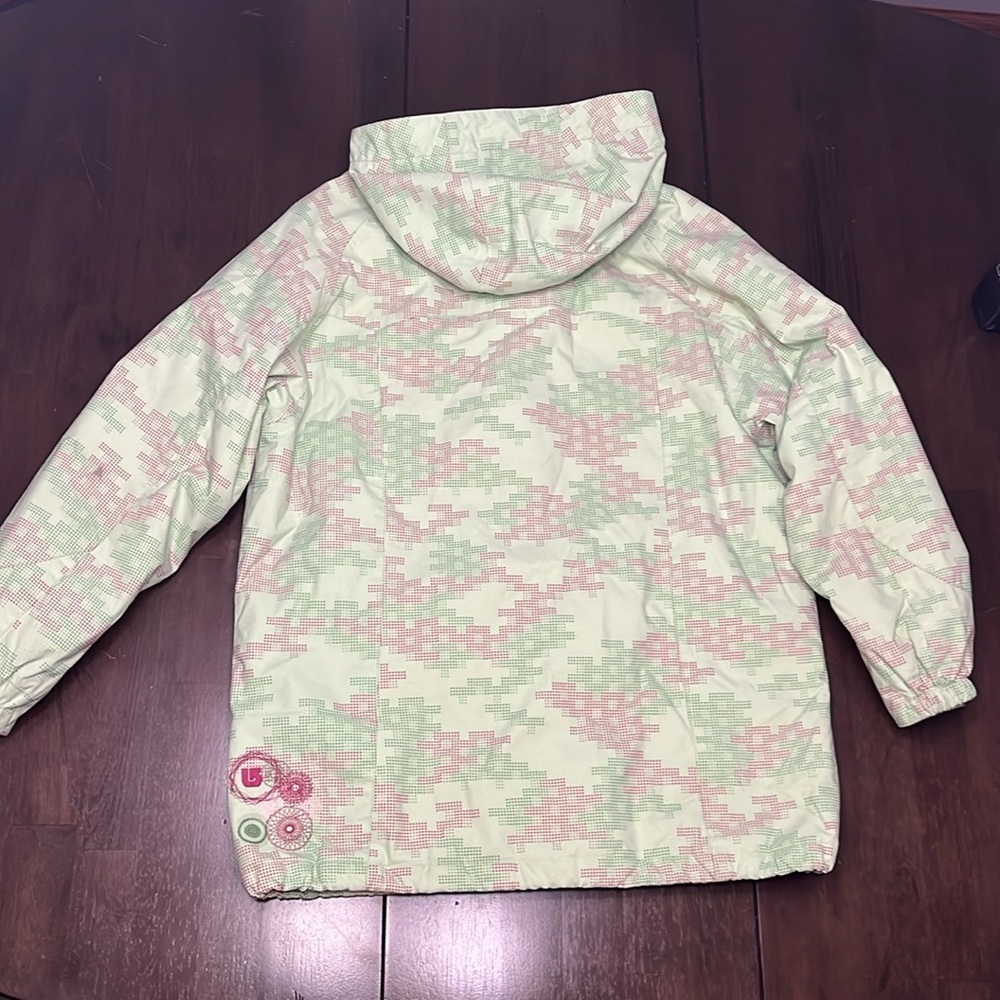 Burton Wanderlust Ski Snowboard Jacket Girls XL Lt. Green Geo Hooded Pink Parka - Picture 15 of 16